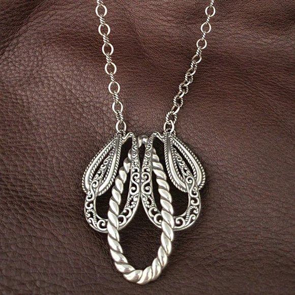 Sterling Signed Carolyn Polack Relios Sterling Filigree Openwork Necklace SW - Picture 2 of 9